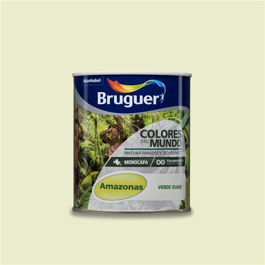 Pintura plástica de interior Amazonas Verde Suave Bruguer 0,750L