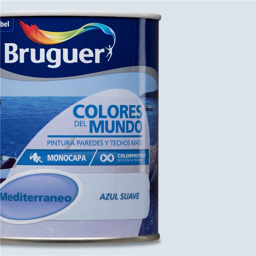 Pintura plástica de interior Mediterráneo Azul Suave Bruguer 0,750L