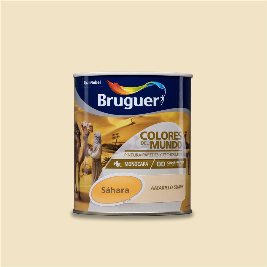 Pintura plástica de interior Sahara Amarillo Suave  Bruguer 0,750L