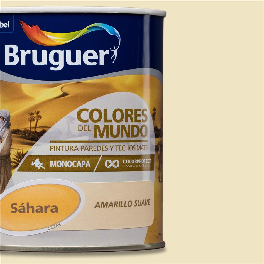 Pintura plástica de interior Sahara Amarillo Suave  Bruguer 0,750L