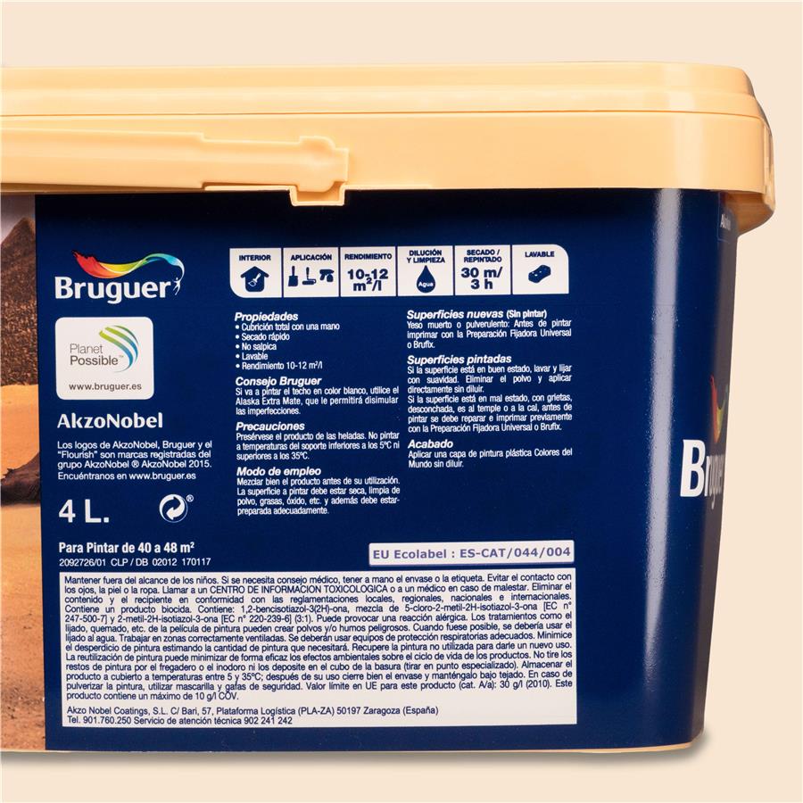 Pintura plástica de interior Egipto Ocre Suave Bruguer 4L