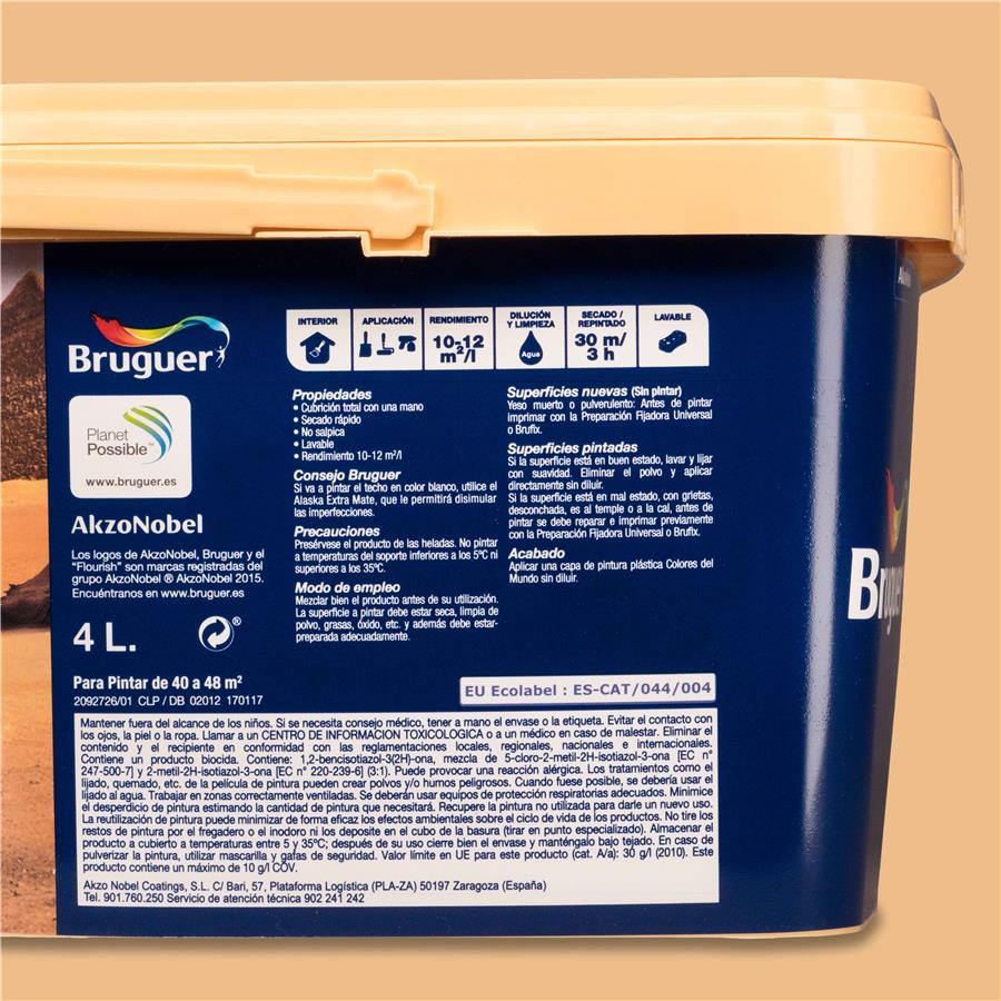 Pintura plástica de interior Egipto Ocre Natural Bruguer 4L