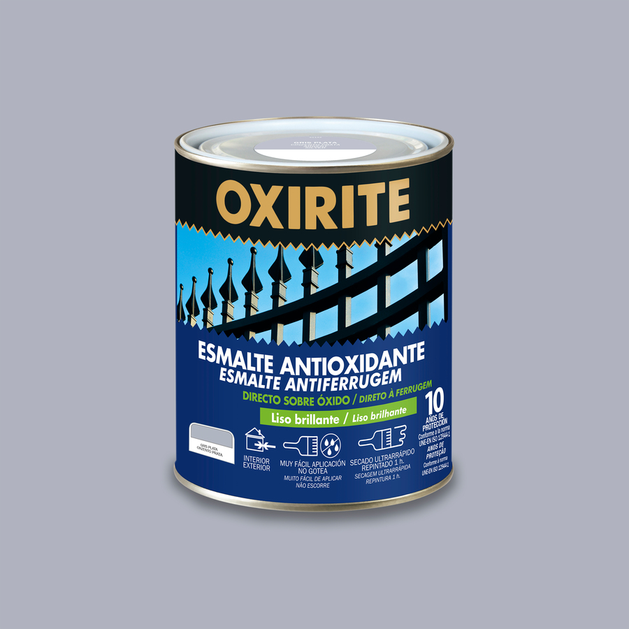 Oxirite 10 años Liso Brillante Gris Plata 250 mL