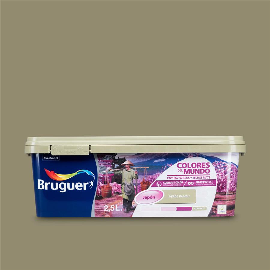 Pintura plástica de interior Japón Verde Bambú  Bruguer 2.5L