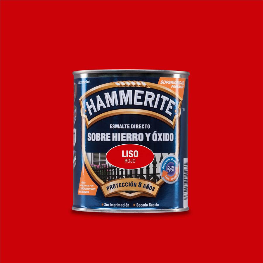 Hammerite acabado Liso Brillante Rojo 2,5L