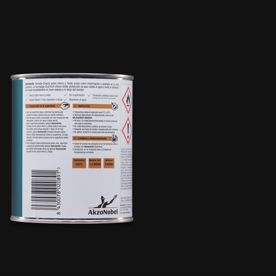 Hammerite acabado Liso Satinado Negro 2,5L
