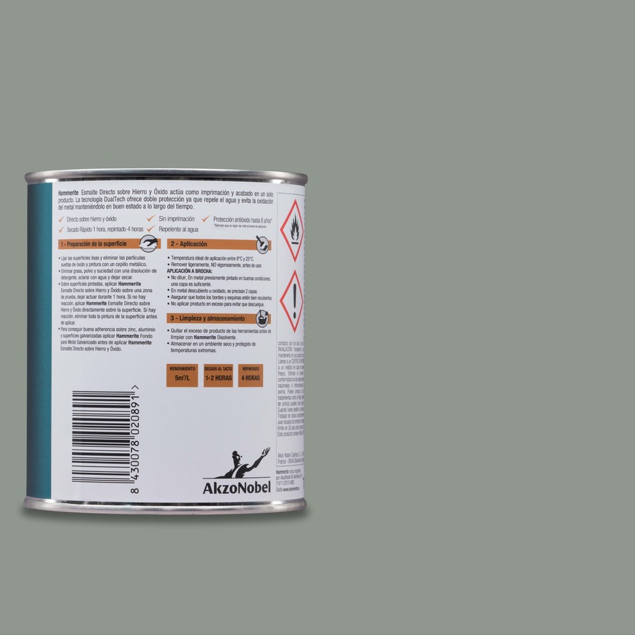 Hammerite acabado Liso Satinado Gris 2,5L