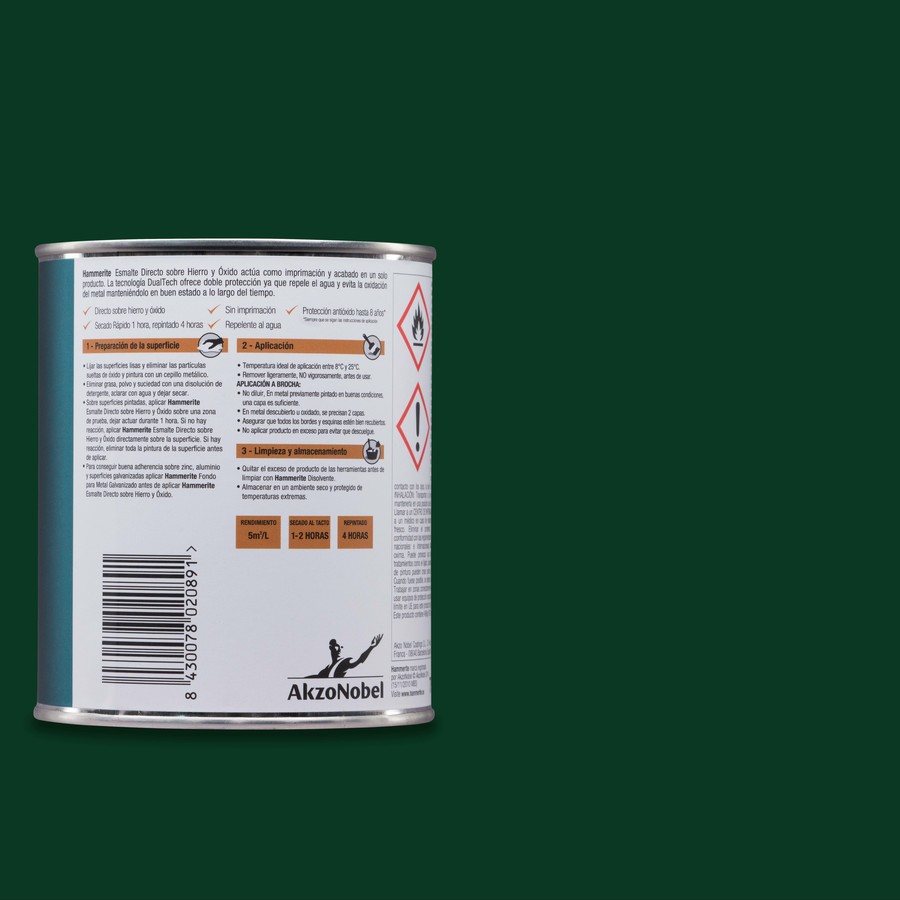 Hammerite acabado Liso Satinado Verde 2,5L