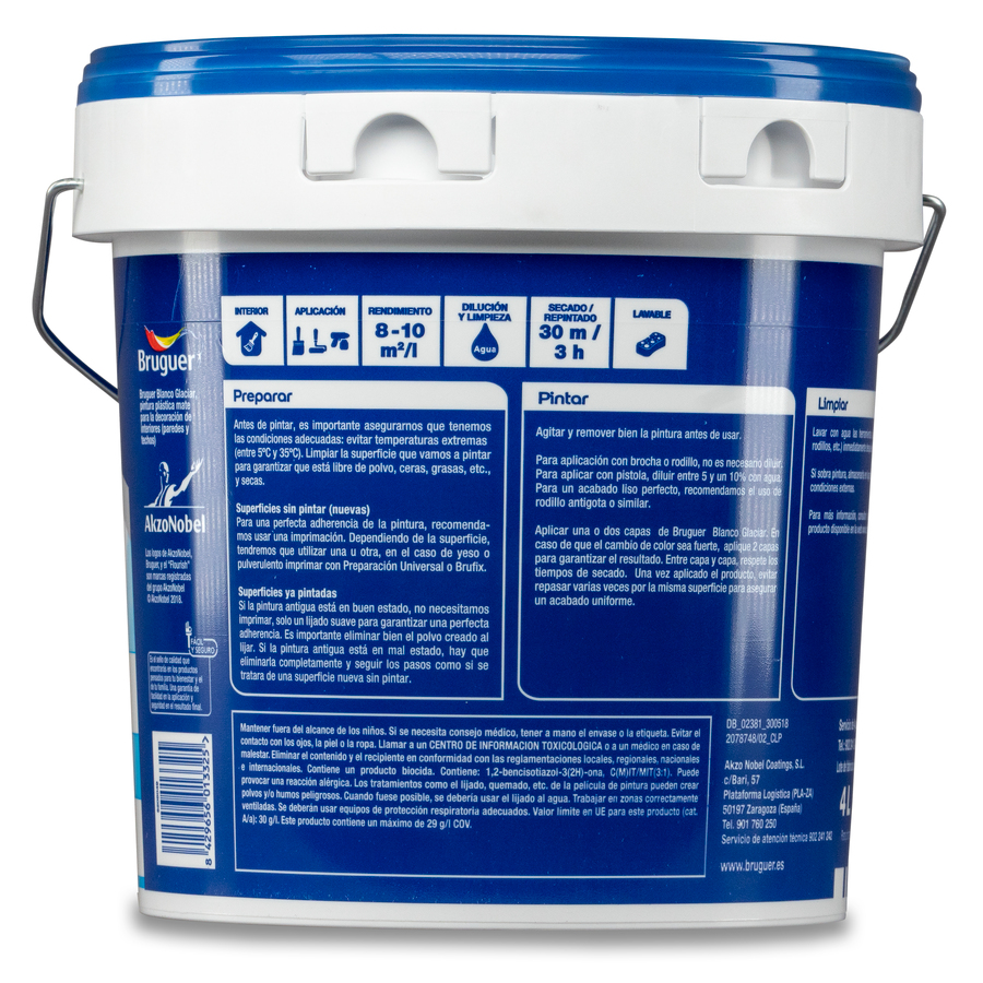 Pintura plástica de interior Blanco Mate Bruguer 15 L