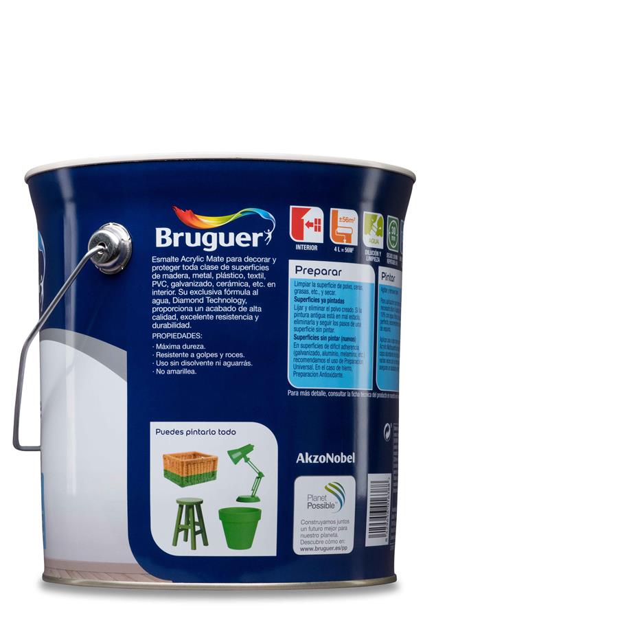 Esmalte Acryllic Multisuperficie Mate Blanco Permanente 4L