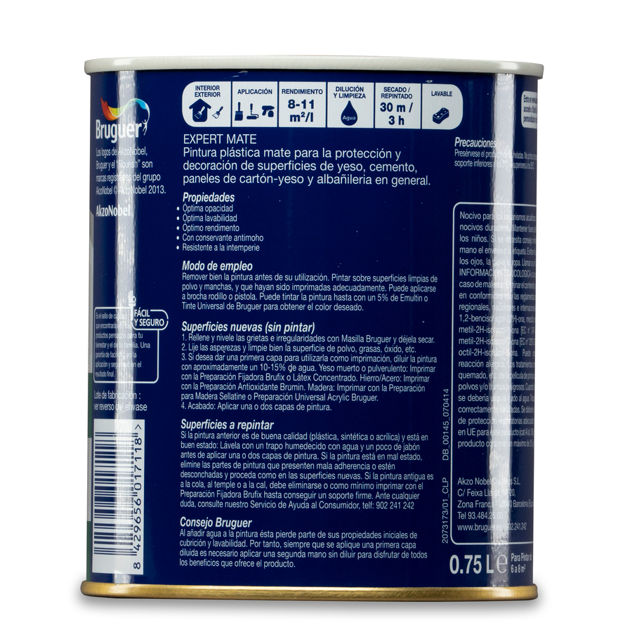 Pintura plástica de exterior - interior Expert Mate Bruguer 0,75 L
