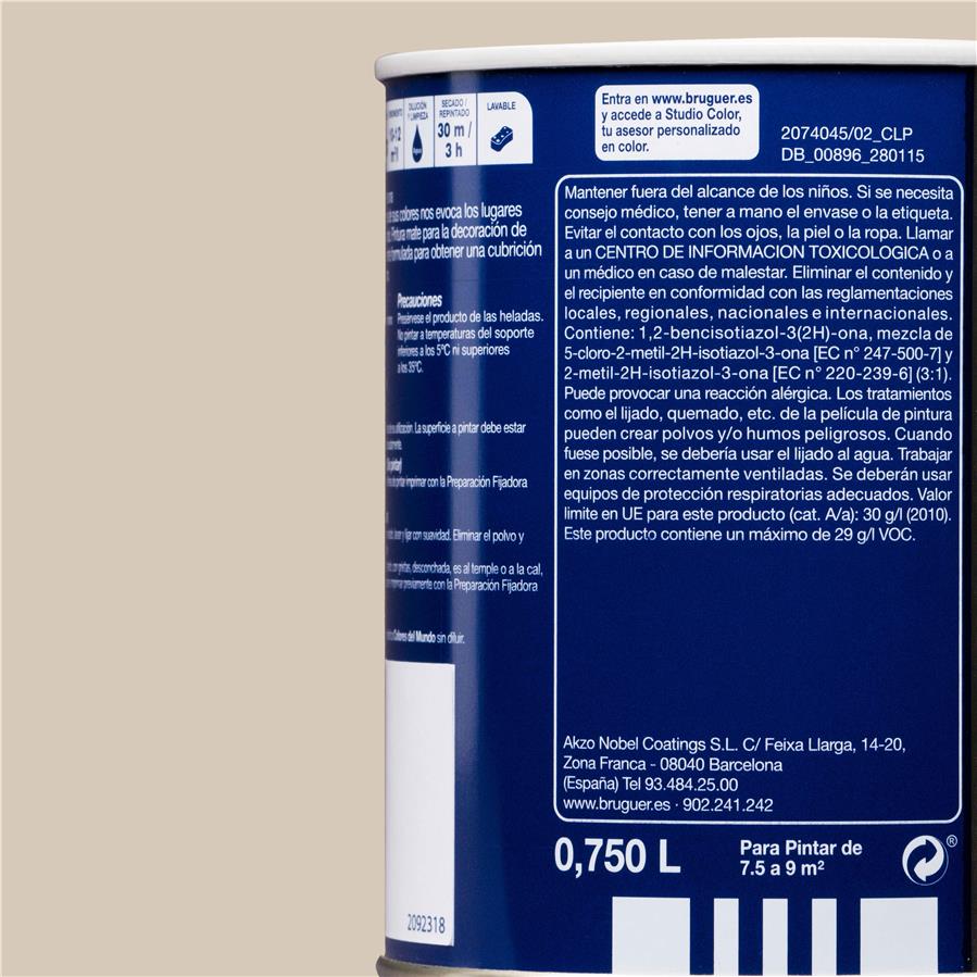 Pintura plástica de interior Alaska Blanco Cálido Alaska Bruguer 0,750L