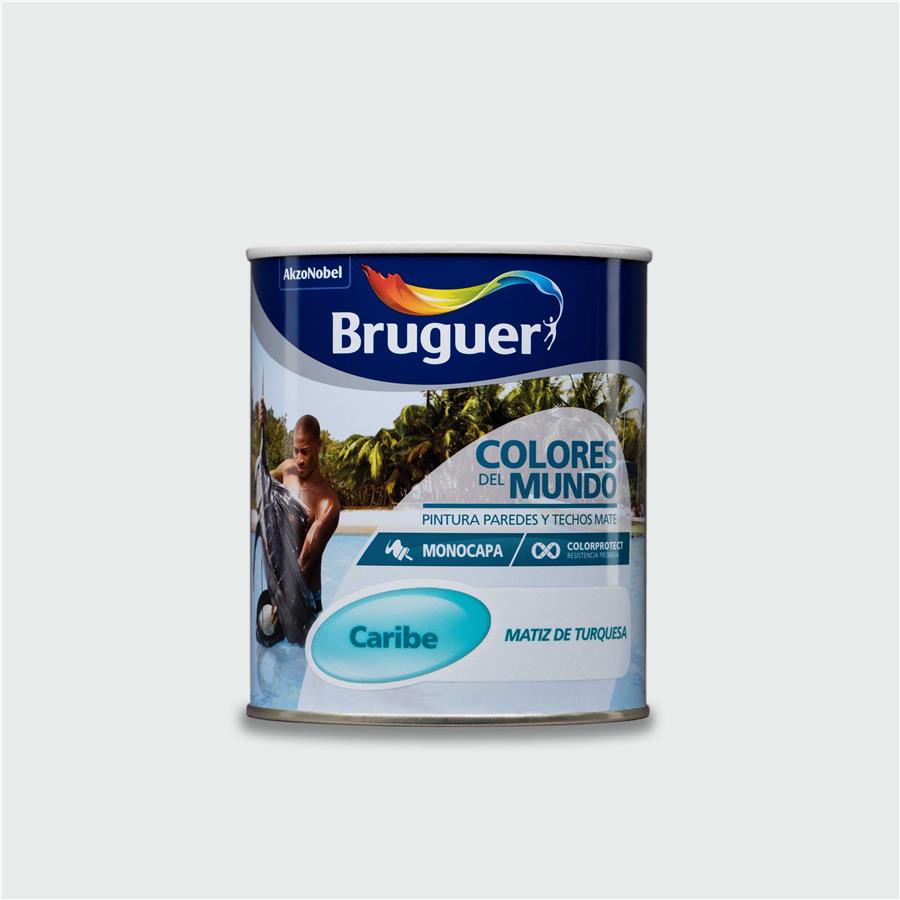 Pintura plástica de interior Caribe Matiz de Turquesa Bruguer 0,750L