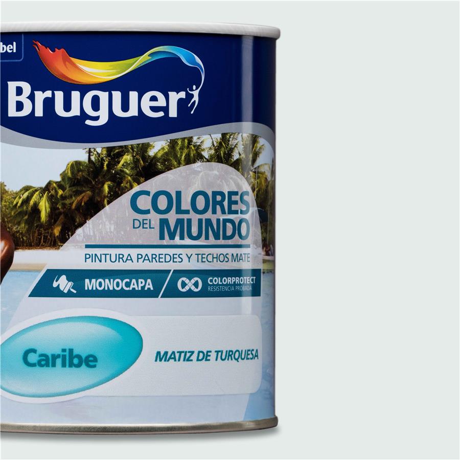 Pintura plástica de interior Caribe Matiz de Turquesa Bruguer 0,750L