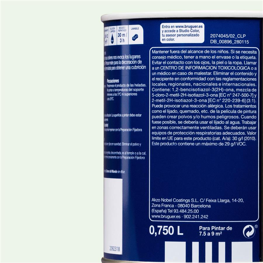 Pintura plástica de interior Amazonas Matiz de Verde Bruguer 0,750L