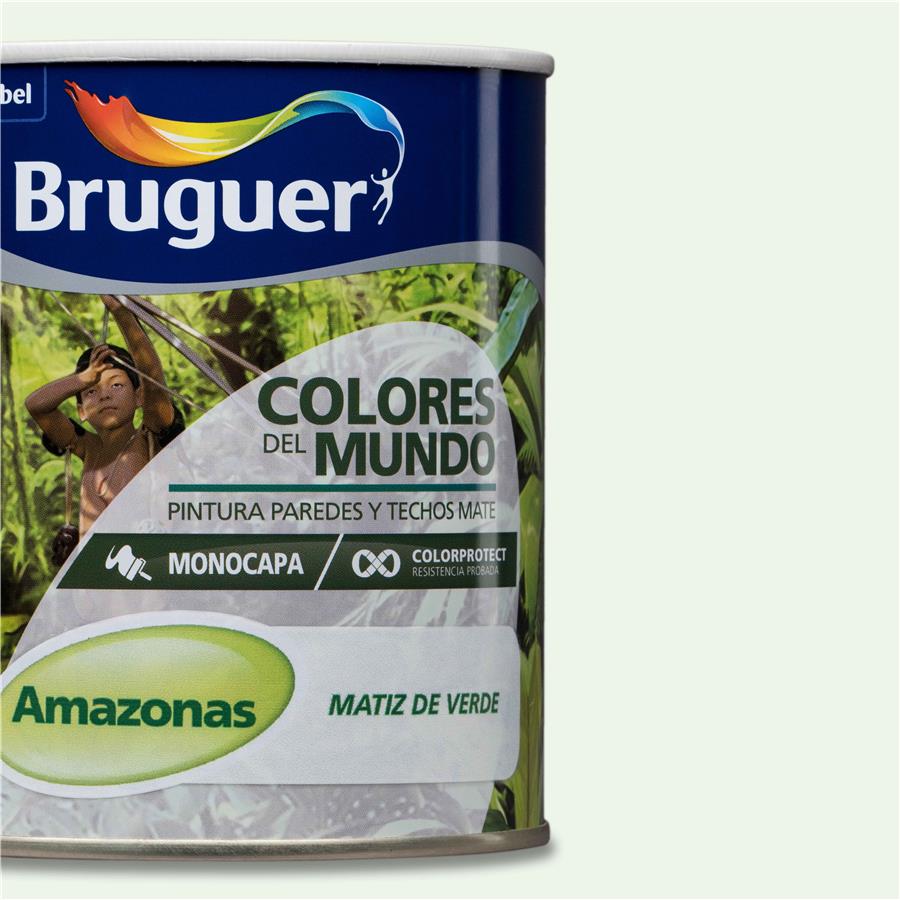 Pintura plástica de interior Amazonas Matiz de Verde Bruguer 0,750L