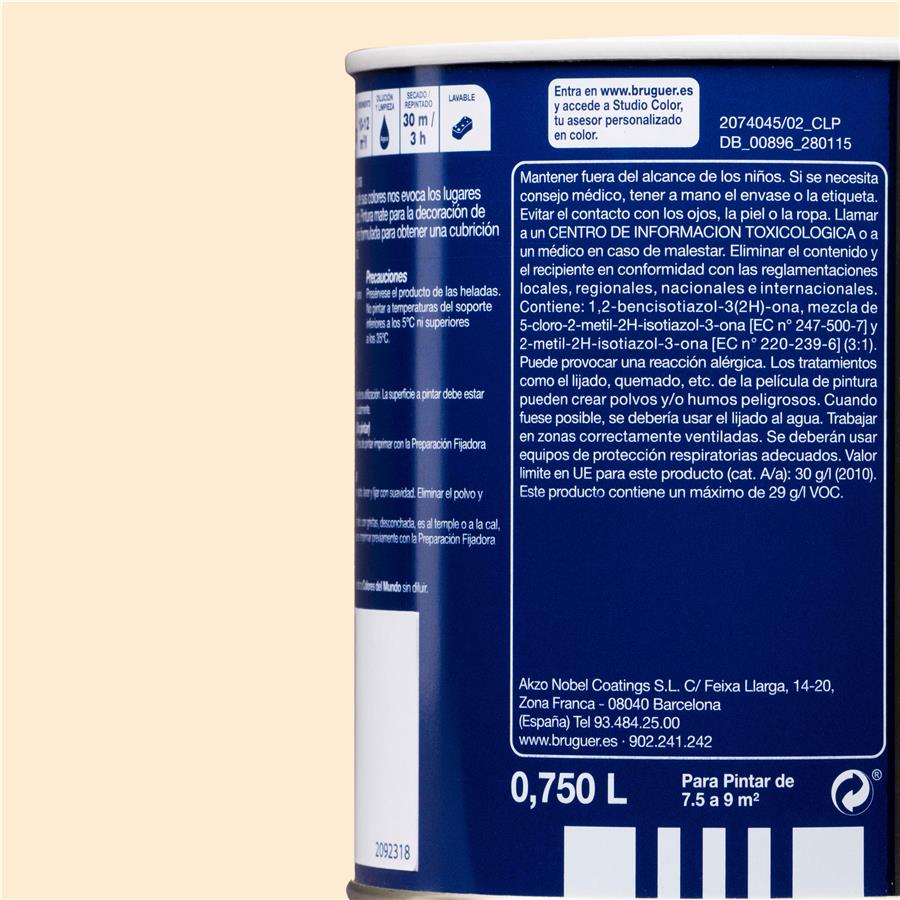 Pintura plástica de interior Sahara Matiz de Amarillo  Bruguer 0,750L