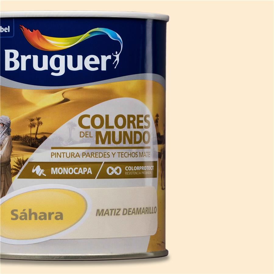 Pintura plástica de interior Sahara Matiz de Amarillo  Bruguer 0,750L