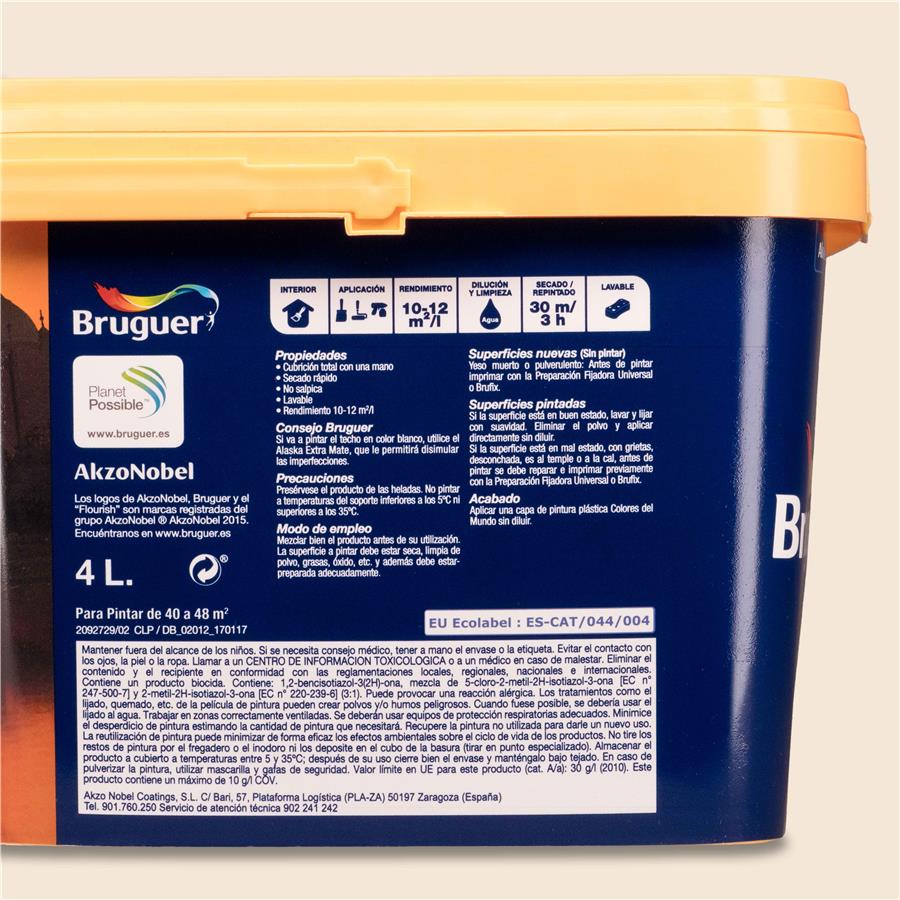 Pintura plástica de interior India Matiz de Melocotón Bruguer 4L