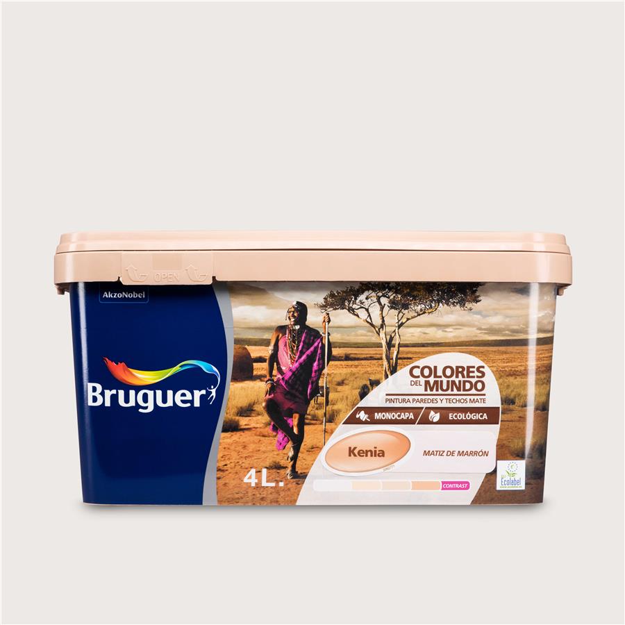 Pintura plástica de interior Kenia Matiz de Marrón Bruguer 4L