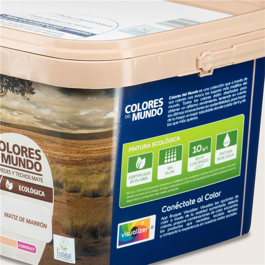 Pintura plástica de interior Kenia Matiz de Marrón Bruguer 4L