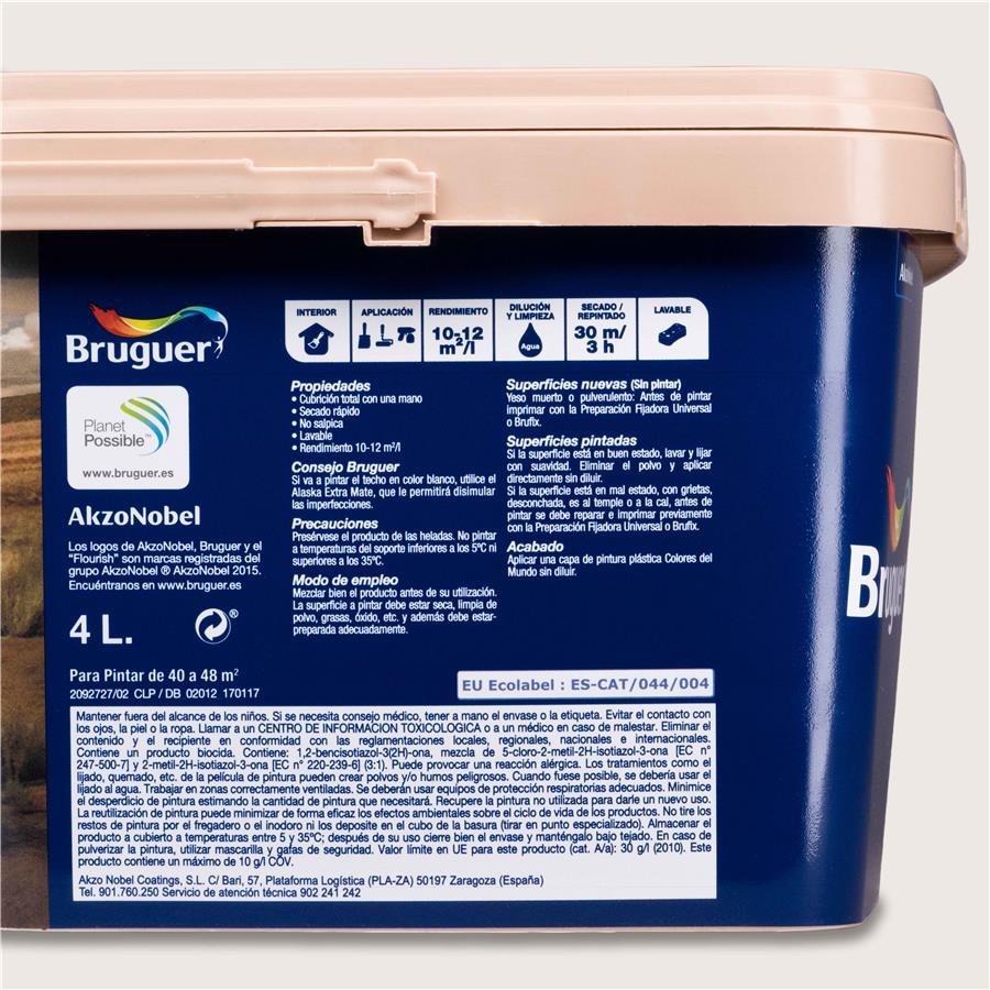 Pintura plástica de interior Kenia Matiz de Marrón Bruguer 4L