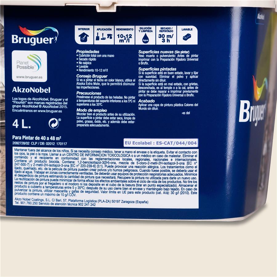 Pintura plástica de interior Nepal Matiz de Beige Bruguer 4L