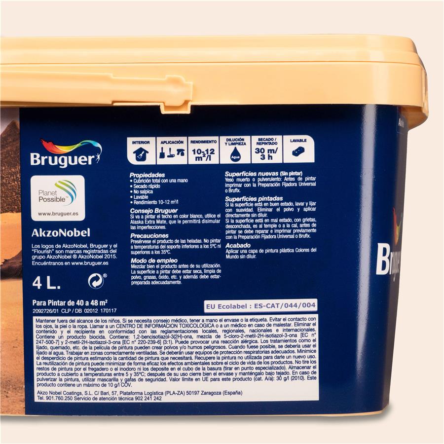 Pintura plástica de interior Egipto Matiz de Ocre Bruguer 4L