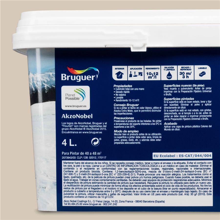 Pintura plástica de interior Alaska Blanco Cálido Alaska Bruguer 4L