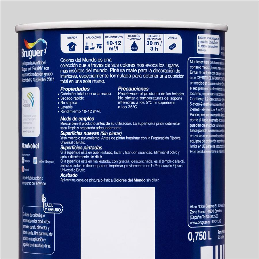 Pintura plástica de interior Escandinavia Matiz de Gris Bruguer 0,750L