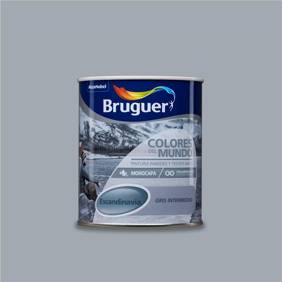 Pintura plástica de interior Escandinavia Gris Intermedio Bruguer 0,750L