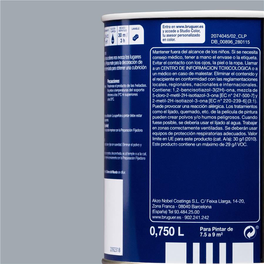 Pintura plástica de interior Escandinavia Gris Intermedio Bruguer 0,750L