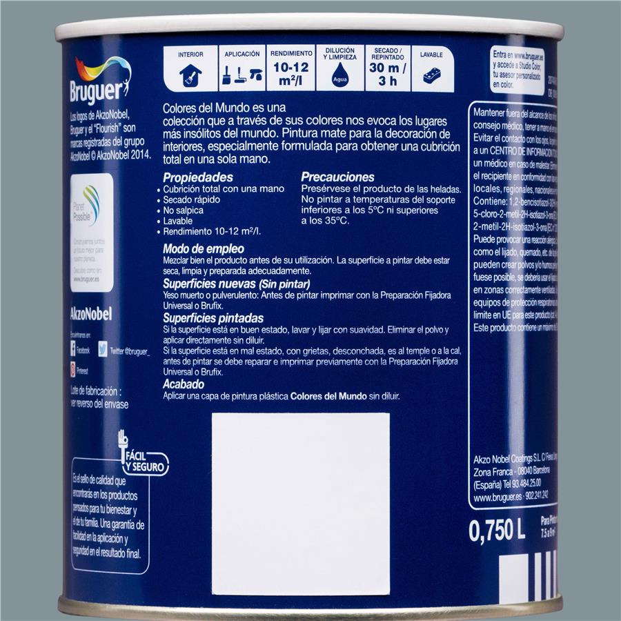 Pintura plástica de interior Escandinavia Gris Natural Bruguer 0,750L