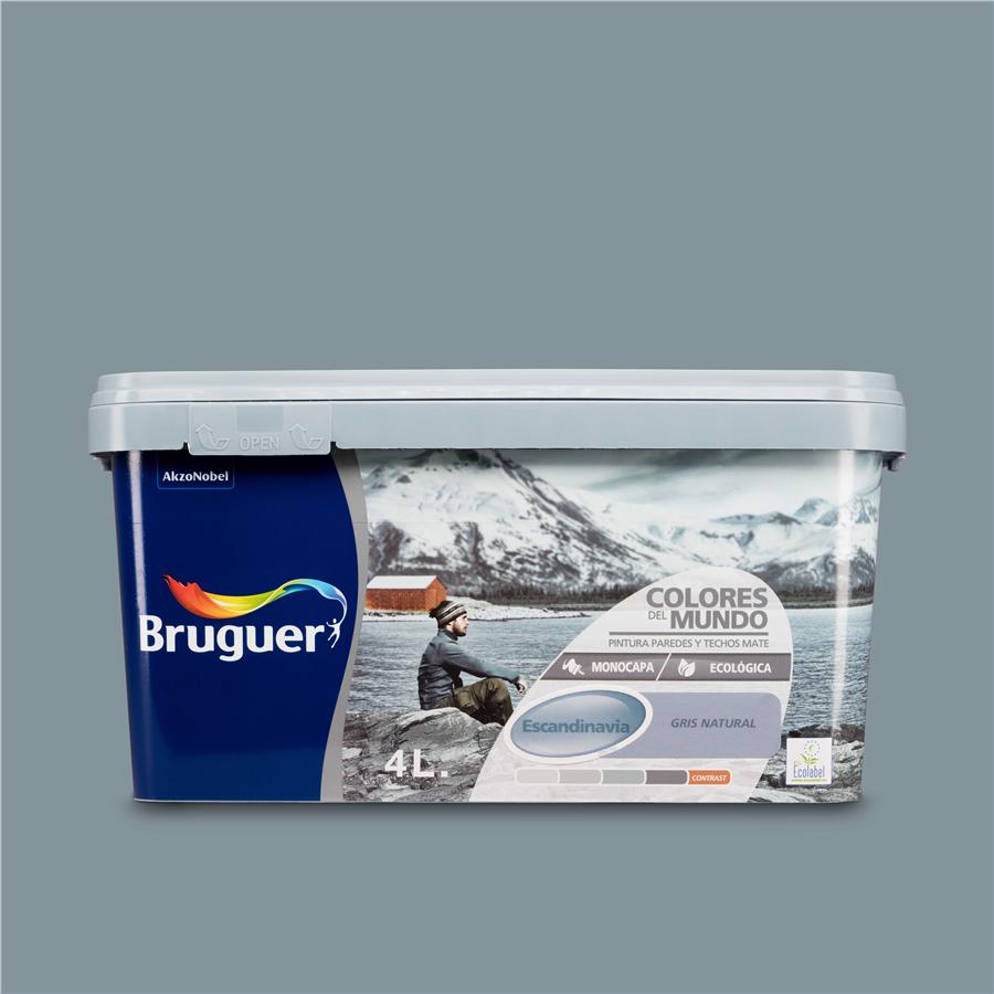 Pintura plástica de interior Escandinavia Gris Natural Bruguer 4L
