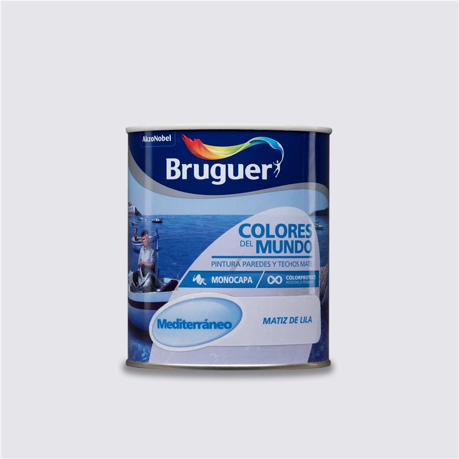 Pintura plástica de interior Mediterráneo Matiz de Lila Bruguer 0,750L