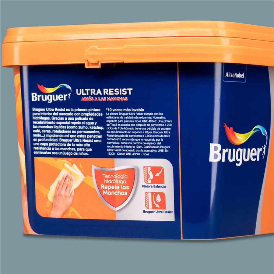 Pintura plástica para paredes y techos Ultra Resist Gris Denim Bruguer 4L