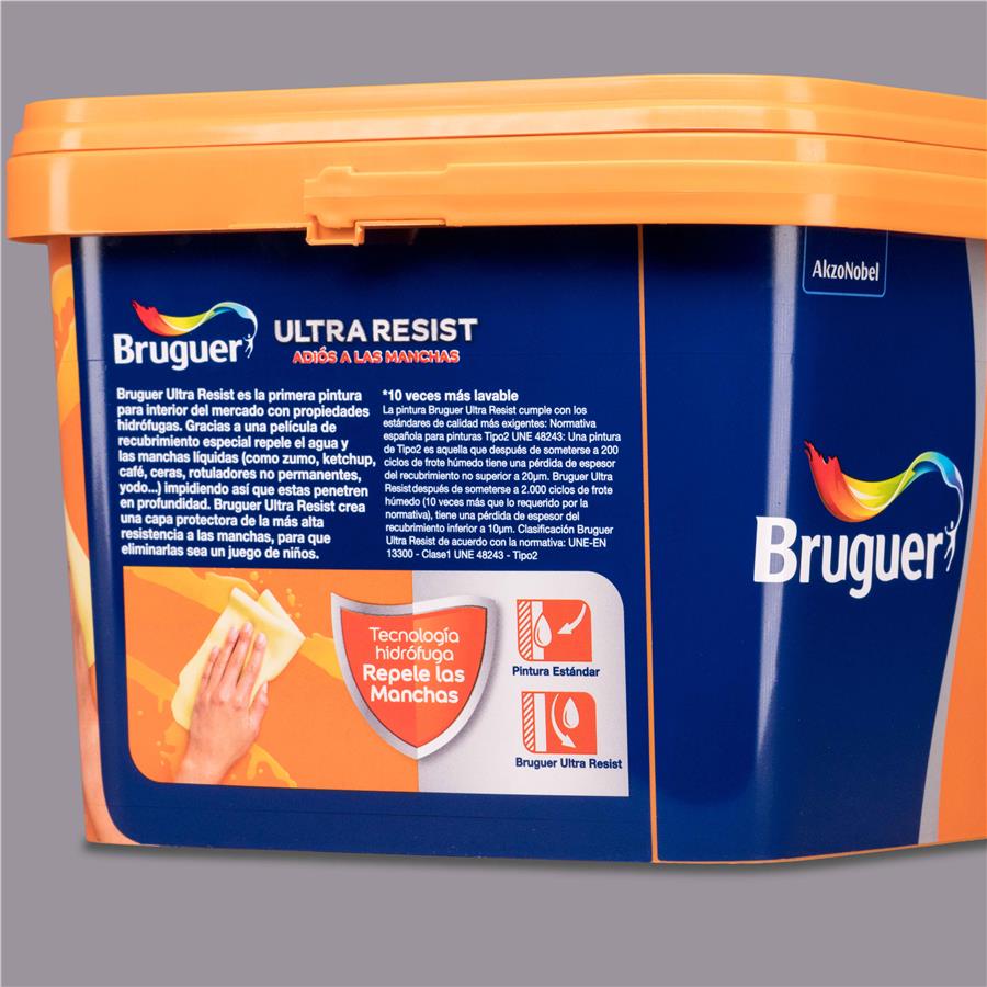 Pintura plástica para paredes y techos Ultra Resist Marrón Nogal Bruguer 4L