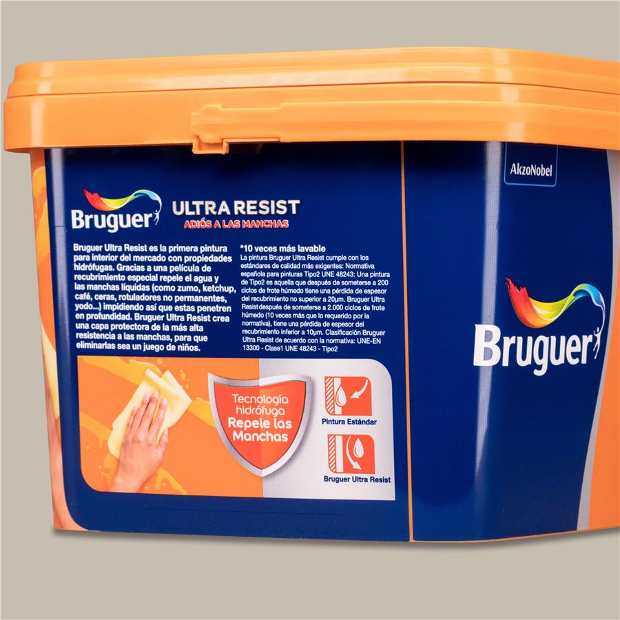 Pintura plástica para paredes y techos Ultra Resist Marrón Cremoso Bruguer 4L