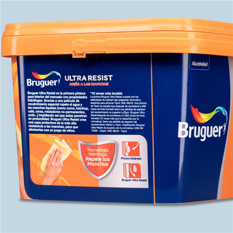 Pintura plástica para paredes y techos Ultra Resist Azul Relajado Bruguer 4L
