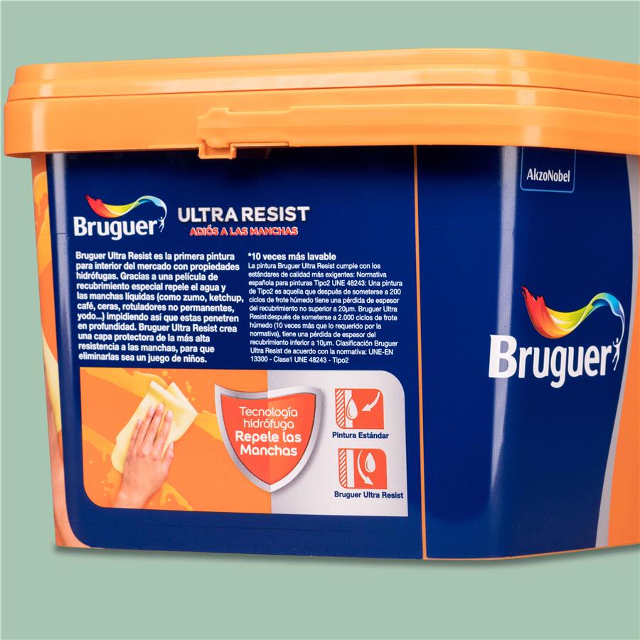 Pintura plástica para paredes y techos Ultra Resist Verde Envejecido Bruguer 4L