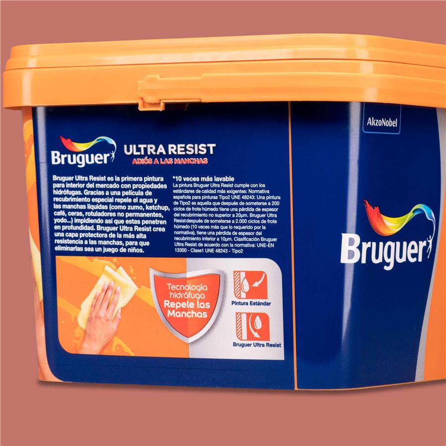 Pintura plástica para paredes y techos Ultra Resist Rojo Carácter Bruguer 4L