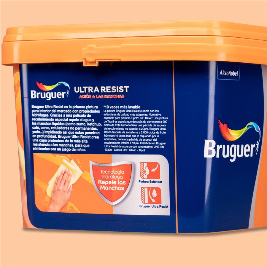 Pintura plástica para paredes y techos Ultra Resist Naranja Primavera Bruguer 4L