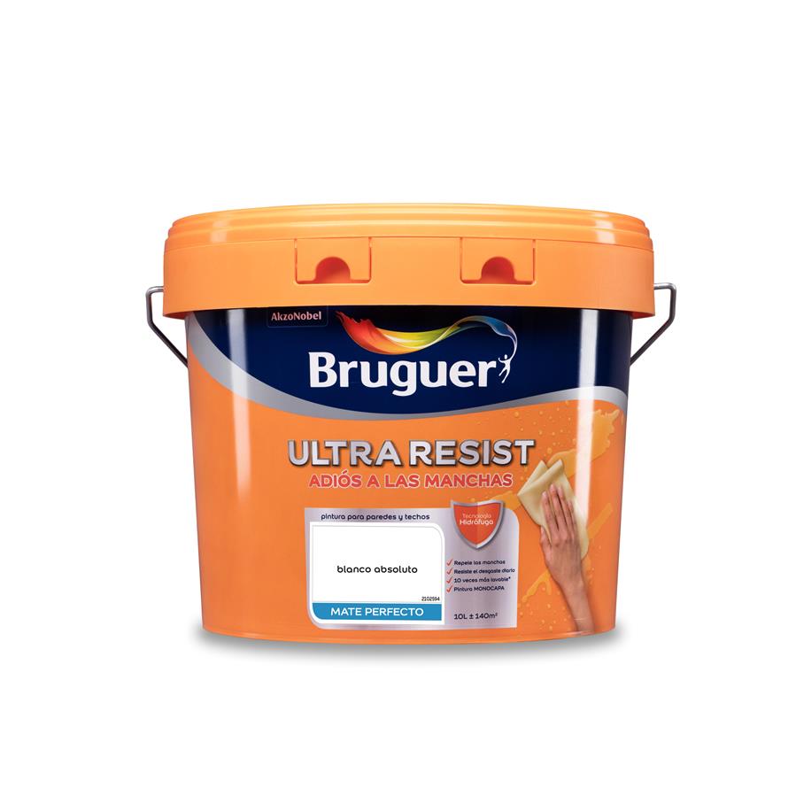 Pintura plástica para paredes y techos Ultra Resist Blanco Lienzo Bruguer 10L