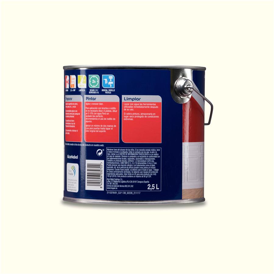 Pintura interior Laca para Puertas Blanco Roto Bruguer 2,5L