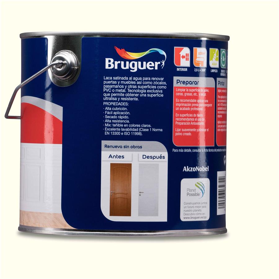 Pintura interior Laca para Puertas Blanco Roto Bruguer 2,5L