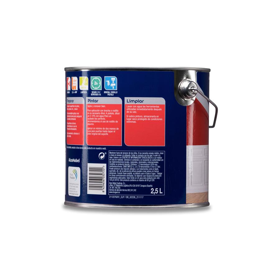 Pintura interior Laca para Puertas Blanco Permanente Bruguer 2,5L