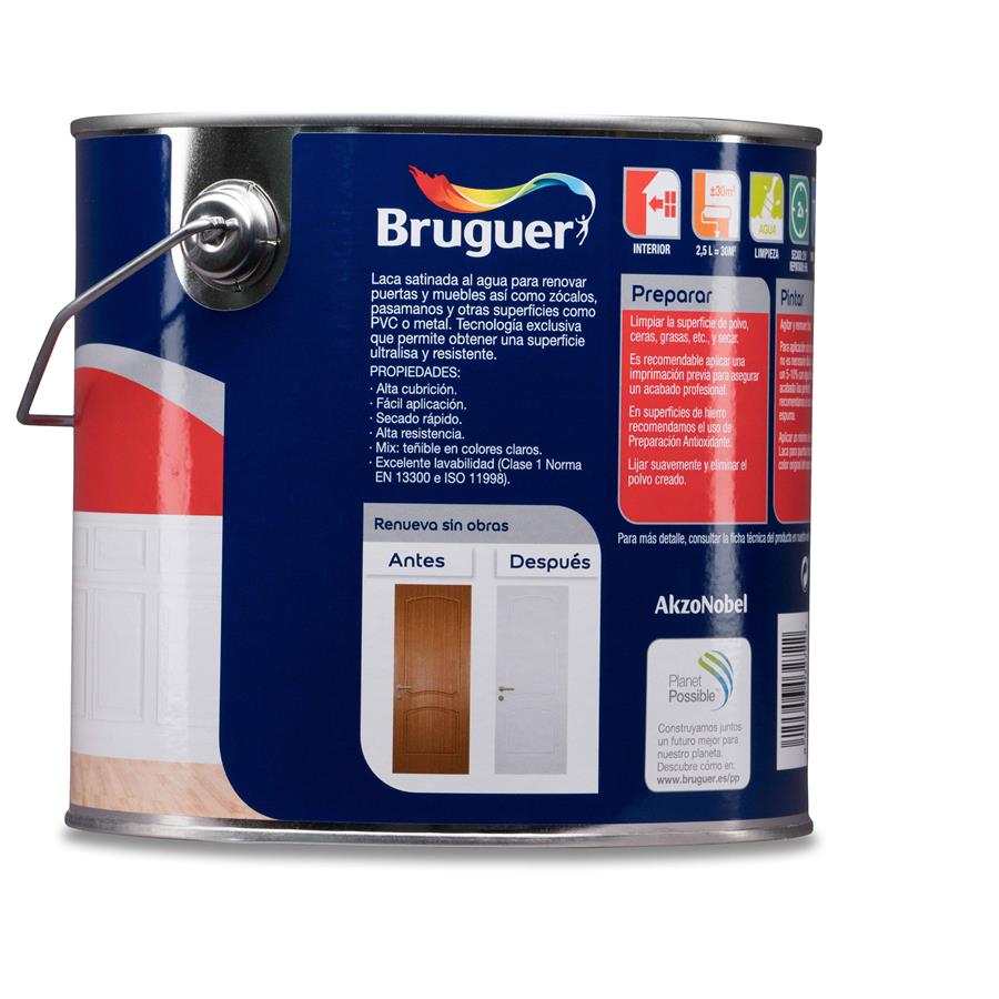 Pintura interior Laca para Puertas Blanco Permanente Bruguer 2,5L