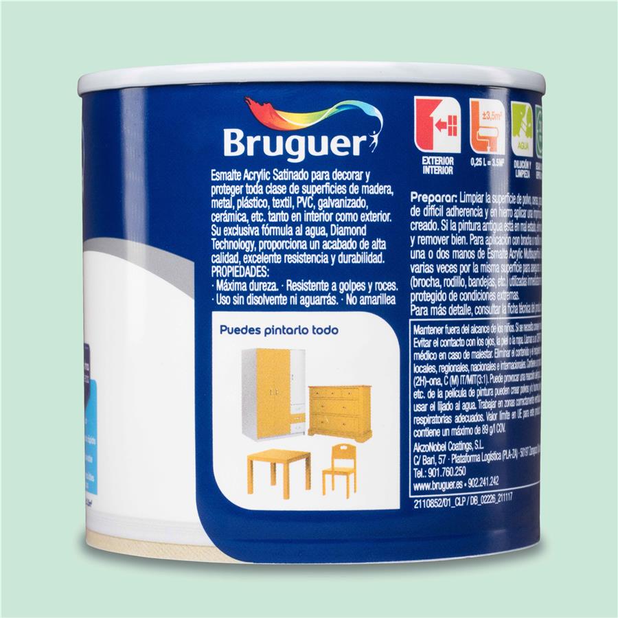 Esmalte Acryllic Multisuperficies Satinado Mint 0,250L