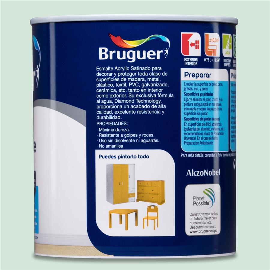 Esmalte Acryllic Multisuperficies Satinado Mint 0,750L