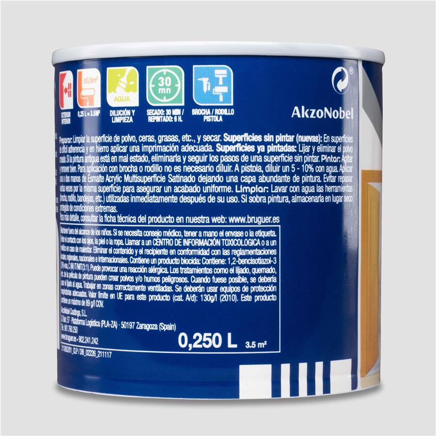 Esmalte Acryllic Multisuperficies Satinado Gris Niebla 0,250L